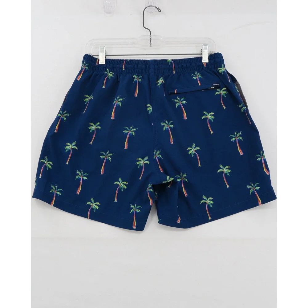 Chubbies Mens Navy Rainbow Palm Tree Swim Trunks 5.5 Inch Inseam Large